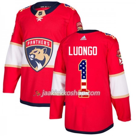 Miehille NHL Florida Panthers Pelipaita Roberto Luongo 1 Adidas 2017-2018 Punainen USA Flag Fashion Authentic